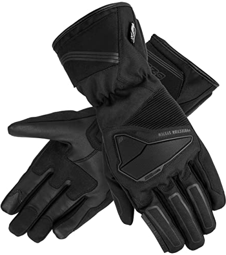 OZONE MOTO Touring WP Men's Motorcycle Gloves, Leather and Textile, Soft Ankle Protectors, Waterproof and Breathable Hipora Membrane, Warming Lining, Visor Wiper