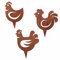 Rostikal Deko Hahn Huhn 3er Set 10 cm Gartenstecker Gartendeko Ostern Rost Figuren
