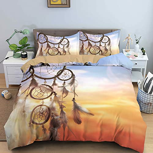 Yaofeiou Traumfänger Bettwäsche 135x200 Dreamcatcher Bettwäsche Microfaser Klares Realistisch Traumfänger Muster Bettbezug Damen Herren Wendebettwäsche mit Reißverschluss und Kissenbezug 80x80
