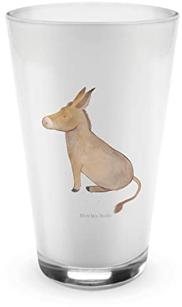 Mr. & Mrs. Panda Glas Esel - Geschenk, tapferkeit, Tiermotive, Cappuccino Glas, Lebensglück, Latte Macchiato, Gute Laune, Cappuccino Tasse, Tiere,