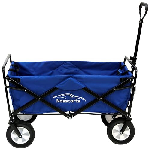 Nasscarts, Multi-Purpose Utility Cart - Off-Road Wagon, Multi-Terrain Trolley, Collapsible, Foldable Handcart - Great for Shopping, Gardening, Camping, Fishing - Loading Capacity of 68 kg - Blue
