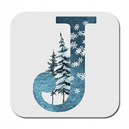 Christmas Winter Alphabet Mug Coaster Personalise Table Family Names Words (Square, J)