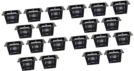 Yardwe 20 Stück Balkon Grün Geschlitzte Anbaukörbe Quadratisch Pflanzgefäß Aquaponik/Becher Für Schwarze Gartenpflanze Mesh Aquaponik Breite Pflanzung Orchideen Wasser Hydrokultur