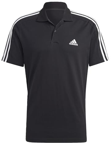 adidas Herren Essentials Piqué Embroidered Small Logo 3-Stripes Polo Shirt, Black/White, XL