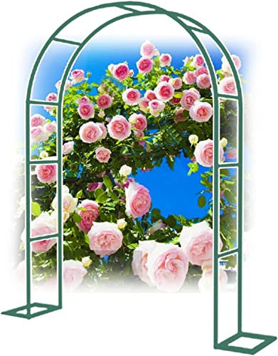 Zwpily Arche De Jardin Robuste pour Plantes Grimpante, Arceau A Rosiers en Métal Treillis De Arceau De Mariage, Style Fer Forgé, Facile A Assembler, avec Socle,Vert,W1.4mxH2.3m