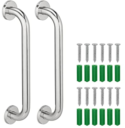 Relaxdays Barre d’Appui, Salle de Bain, lot 2, Douche et Baignoire, Charge Max. 200 kg, Seniors, handicapés, argentée