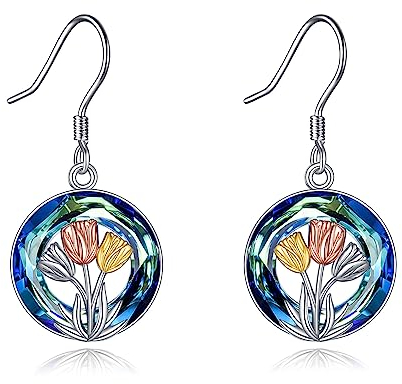 YFN Tulpen Ohrringe für Frauen Sterling Silber Kristall Blume Tulpen Schmuck(crystal)