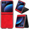 Miimall Compatible with Motorola Razr 40 Ultra Case, Premium PU Leather Shell with Lychee Texture Skin-Friendly Anti-Scratch Shock-Proof Full Coverage Protective Cover for Moto Razr 40 Ultra-Red