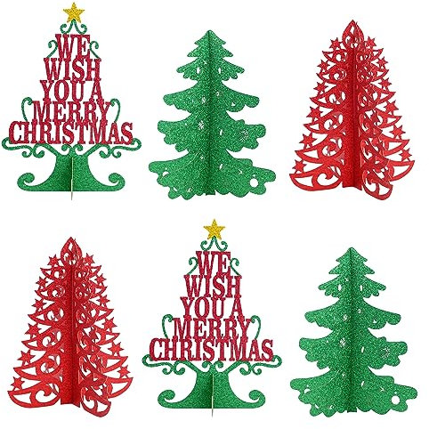Bekecidi 6 Pezzi Ornamento per la Tavola dell'Albero di Natale, Decorazione per Albero di Natale in Carta Modello Piccolo Desktop, Forniture per Ornamenti da Tavolo per Decorazioni Natalizie, 3 Stili
