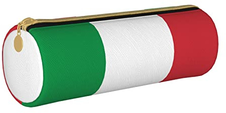 AABSTBFM Trousse ronde en cuir avec fermeture éclair sur le thème de l'océan et de la plage pour l'école, le bureau et les voyages, Drapeau italien, One Size, Cartable
