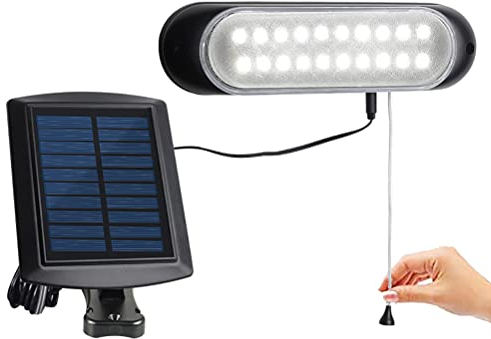 Solarlampen für Außen Innen mit Zugschalter, Superhell 20 LED Solarleuchte Aussen IP65 Wasserdichte,120°Beleuchtungswinkel, Solar Wandleuchte für Garten,Veranda,Garage,Terrasse,Hinterhof, mit 5m Kabel