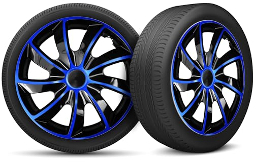 Radkappen 14 Zoll Radzierblenden 4er Set passend für alle Stahlfelgen - Einstellbarer Sicherungsring - Schwarz Blau