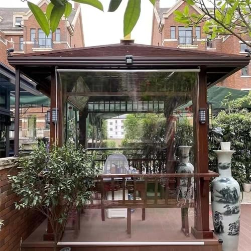 MAYFABD Transparent Wasserdichtes Roll Up Rollo Outdoor Balkon Terrassen Tür Durchsichtige Rollos Seitenzugrollo Wärmeisolierung Sonnenschutz Rollläden Leicht zu Reinigen Außenrollo,120 * 250cm