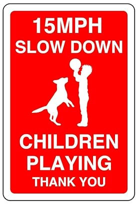 Panneau de ralentissement de 24 km/h pour enfants : aluminium Dibond de 3 mm haute visibilité et durabilité pour une utilisation en intérieur/extérieur (600 mm x 400 mm) assurant la sécurité à une