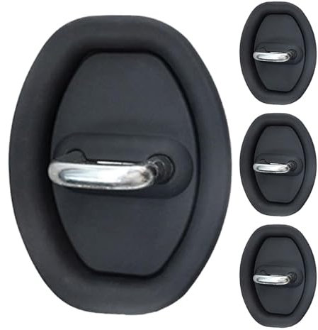 4-Piece Car Door Lock Cover, for Tesla Model 3 Model S Model X Model Y Car Door Lock Decorative Cover, Door Lock Protection, Sports Accessories,A Black