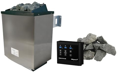 Karibu Sauanofen 4,5kW Fininisch Saunaofen inkl. externer Steuerung und 18 kg Diabassteine Sparset 1
