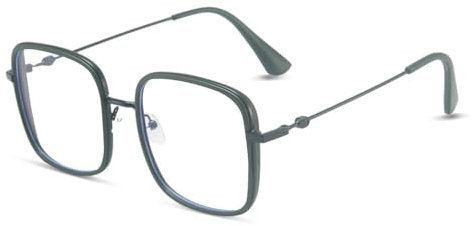 AOOLIA Quadrat Blaulichtfilter Brille für Damen Herren, Retro Frame Ohne Stärke Brille Computer Anti-Blaulicht Brillen (Grün)