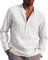 Rodawu Mens Linen Shirts Long Sleeve Casual Cotton Summer Beach Henley Shirt Tops White M