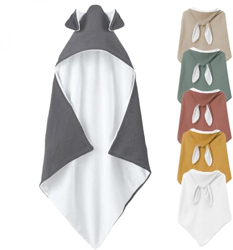 Monsieur Bébé - Baby-Badetuch Innenseite 100% Baumwolle - 100 x 100 cm - Kaninchen