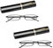 YREYBN 2 Pairs Slim Reading Glasses, Pocket Metal Frame Blue Light Blocking Glasses with Portable Pen Cases, Compact Readers with Pen Clip Case Spring Hinge Metal Frame（2.0）