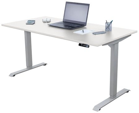 SCHAFF Schreibtisch elektrisch höhenverstellbar, Ergonomische Arbeitstisch, Gestell und Tischplatte, Größe:160x60, Farbe:Weiß