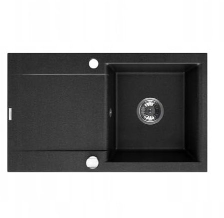 QLS Fregadero 76 x 44 cm con escurridor sifón reversible – Luna Negro