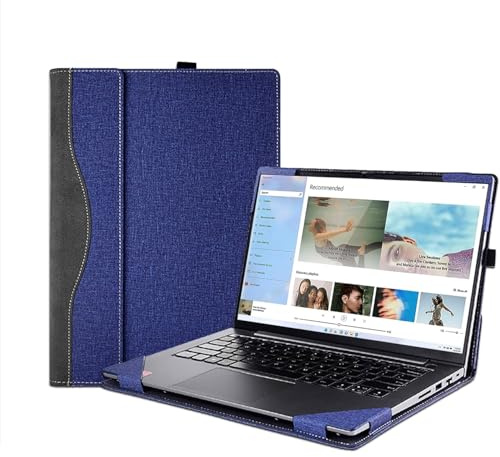 Schutzhülle für 35,6 cm (14 Zoll) 2-in-1-Laptop Lenovo Yoga 7i 7 14ARP8 14IRL8 14ARB7 14IAL7, PU-Ledertasche, Notebook-Schutzhülle mit Stifthalter, Blau
