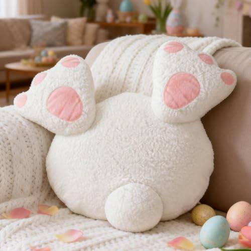 Osterdeko Hase Kissen, Osterhase Kissen Osterkissen Kissenhülle Ostern Deko Dekokissen Hasenform Plüschkissen Frühlingsdeko Zierkissen Plüsch Osterhasen Sitzkissen Wohnkissen für Wohnzimmer (B)