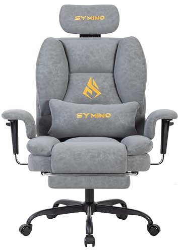 Symino Chaise Gaming Fauteuil Gaming Ergonomique - Chaise Bureau avec Repose-Pieds Réglable, PU en Cuir 130kg
