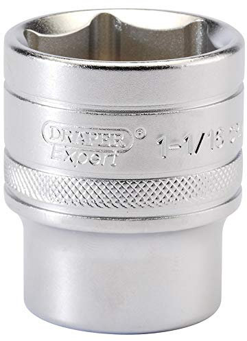 Draper 16635 1/2-Inch Square Drive Micro Satin Chrome Imperial Socket, 1.1/16-Inch Size