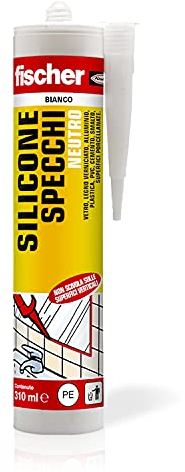 Fischer SNF Silicone Sigillante Specchi Bianco, Neutro per Sigillare, Incollare e Applicare Specchi e Pietra Naturale, 522519