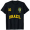 Équipe Football Brésil Sports Nombre 10 Drapeau Brésilien T-Shirt