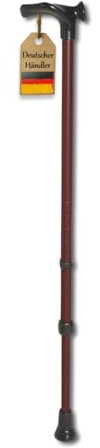 FabaCare Gehstock Handy, Gehstütze mit anatomischem Griff, höhenverstellbar, extra leicht, bis 125 kg, Weinrot Pulverbeschichtet, Links