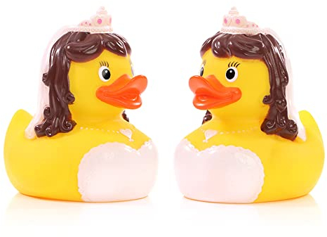 Schnabels Badeente Hochzeitspaar - 2er Set Braut & Braut - Geschenk für Hochzeit Feier Wedding Verlobung Liebespaar Ehe Mann Frau - Spielzeug Quietsche-Ente Deko-Artikel Badewanne