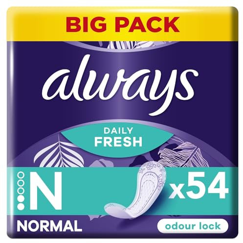 Always Dailies Normal Fresh & Protect Slipeinlagen, atmungsaktiv, flexibel und bequem, mit saugfähigem Kern, 54 Stück