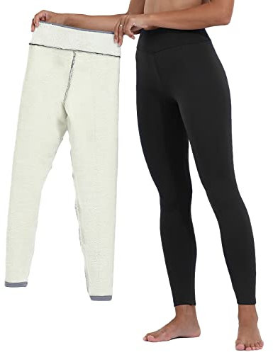 Cloyifun Fleece Gefütterte Leggings Damen Verdickte Plüsch Leggins Warm Winter Thermoleggins Hoher Taille Stretchstrumpfhose Yogahose (Schwarz, M)