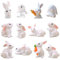 YGCHEN Figurine Lapin Décoration de Gâteau Miniature Lapin Jouets de Simulation Animaux Décoration DIY Décoration de Jardin Miniature Enfants Cadeaux de Fête (12 Pièces)