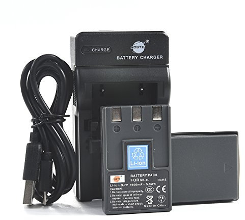 DSTE NB-1L Li-ion Battery (2-Pack) and Micro USB Charger Compatible for Canon IXUS 200a 300 300a 320 330 400 430 500 v2 v3 vII IXY 200 200a 300 300a 320 400 430 450 500