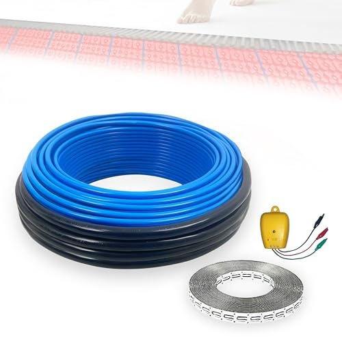 MAXKOSKO - Kit di riscaldamento a pavimento elettrico con guida cavi, monitor di allarme per installazione interna, 120 V, 40 piedi quadrati