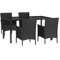 vidaXL Garten Essgruppe 5-TLG., Gartenmöbel Set mit Kissen, Gartengarnitur Tisch 4 Stühle, Sitzgruppe Gartenset, Schwarz Poly Rattan
