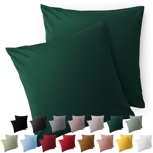 Blumtal Kissenbezug 50 x 50, 2 Stück - Oeko-TEX zert. Kissenbezüge 100% Mikrofaser in extra weich & waschmaschinenfest - Bezug Kissen 50x50 Dunkelgrün