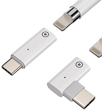 for Apple Pencil 1st Generation Adapter(2 Pack) Lightning Female to USB C Male Charging Accessories Ipencil Pen Charger Adapter Type C Dongle Connector Thunderbolt 4 Converter