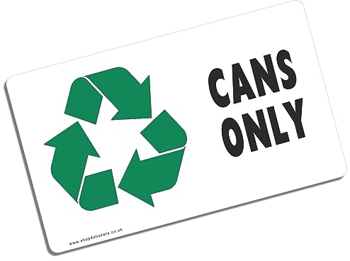 1 x Aufkleber Cans Only Recycling-Mülleimer Umwelt Zinn Aluminium Recycling Logo Schild Abfall Hygiene Hinweis Etikett 125 x 75 mm Querformat CO1