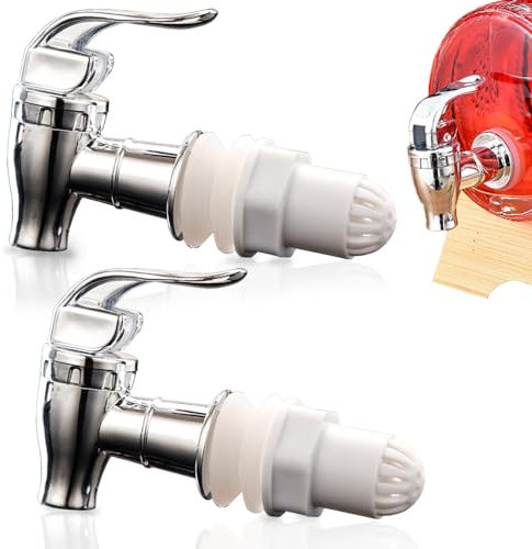 Rukinovi 2 Stück Zapfen für Getränkespender, Wasserspender, wiederverwendbarer Auslauf, Getränkespender, Getränkebehälter, Armaturen für große Getränkespender für Partys (A-silber)
