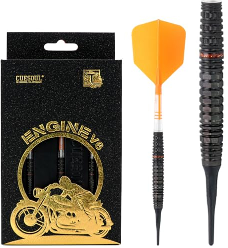 CUESOUL Engine V6 Dartset mit weicher Spitze, 20 g, 90% Wolfram, mit Ölfarbe lackiert und vereinheitlichendem ROST T19 Carbon Flight