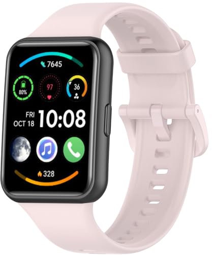 Silikon Armband für Huawei Watch Fit 2, Sport Armbänder Uhrenarmband, Ersatzarmband für Huawei Watch Fit 2 (Pink)