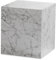 Wohnling Couchtisch MONOBLOC 40x40x45 cm Weiß Hochglanz mit Marmor Optik, Wohnzimmertisch Cube Quadratisch, Design Sofatisch, Lounge Beistelltisch Würfel-Form