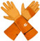 Leder-Gartenhandschuhe für Männer und Frauen, langer Unterarmschutz ornensicher, atmungsaktiv, Rosenschnitt, Gartensicherheit, Arbeitshandschuhe, Mehrzweck-Stulpe mit dicker Handfläche, Gelb, M, 1