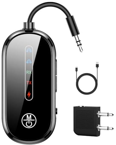 NICEJOOE Bluetooth Transmitter - 2 in 1 Bluetooth 5.4 Transmitter Receiver, Wireless Aux Bluetooth Adapter, Airplane Bluetooth Adapter for TV, Airplane, Headphone, Airpods, Speaker