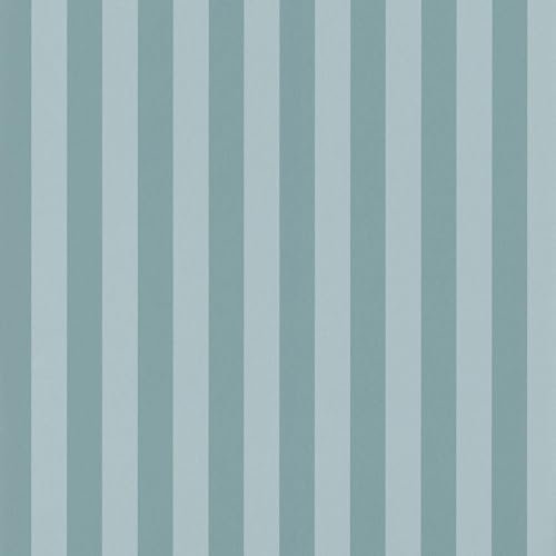 Heritage Thin Striped Duck Egg Wallpaper - Modern Contemporary Stylish Trendy Luxury - Feature Wall